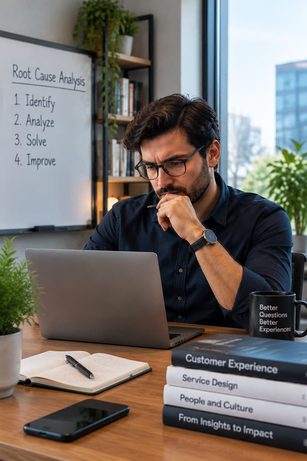 Equipo profesional colaborando para identificar causas y mejorar procesos de experiencia del cliente