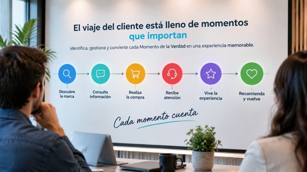 Mapa del customer journey mostrando los momentos de la verdad en la experiencia del cliente