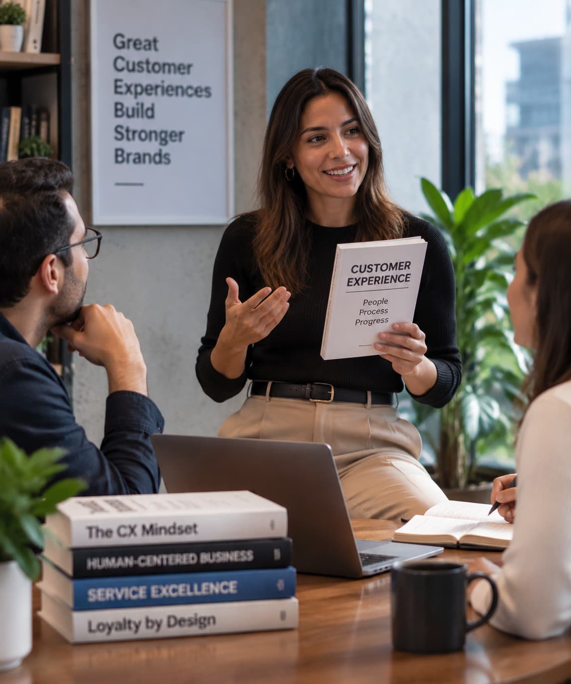 Equipo profesional compartiendo conocimientos sobre customer experience y servicio al cliente